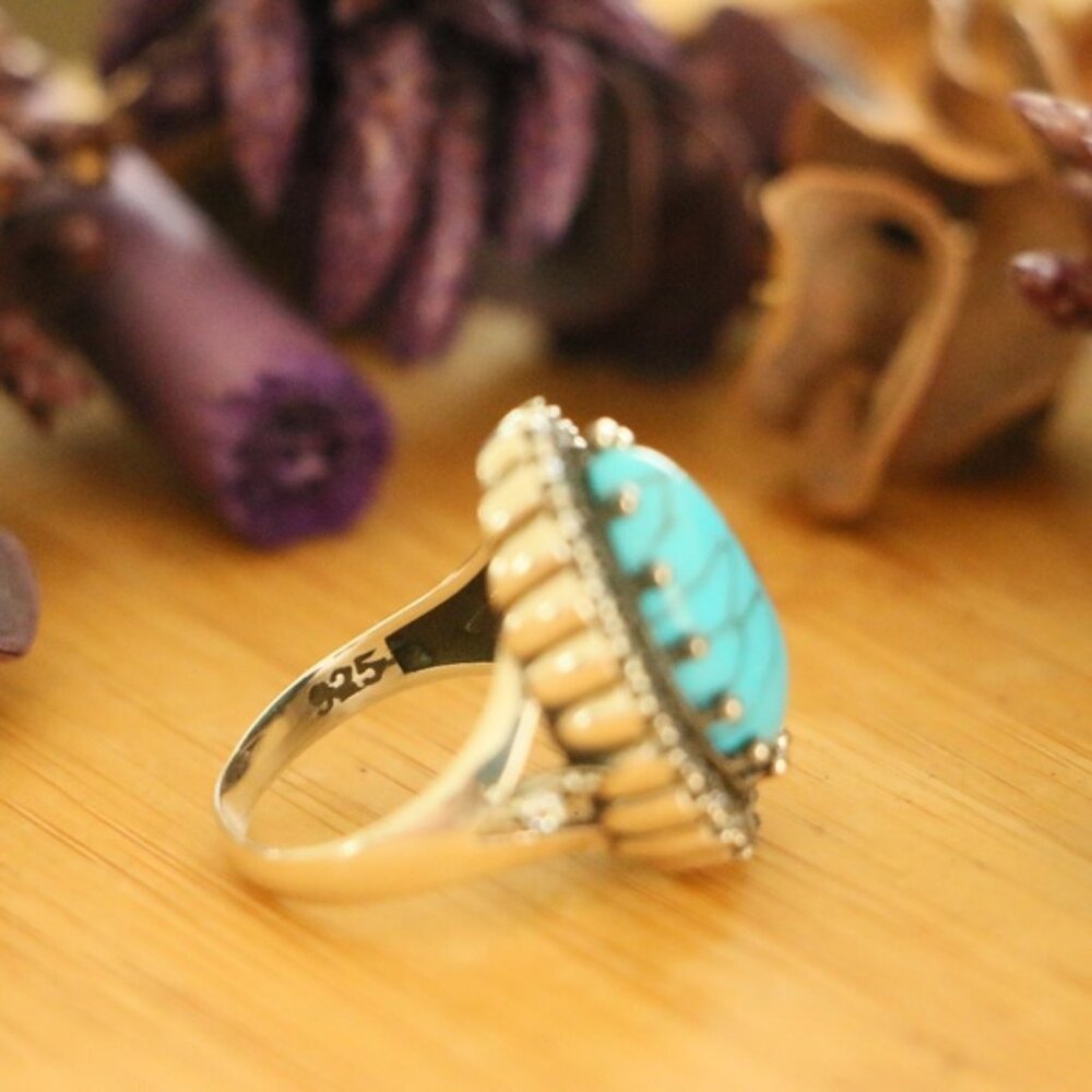 natural Turquoise Sterling Silver Hurrem Sultan - Picture 5 of 7